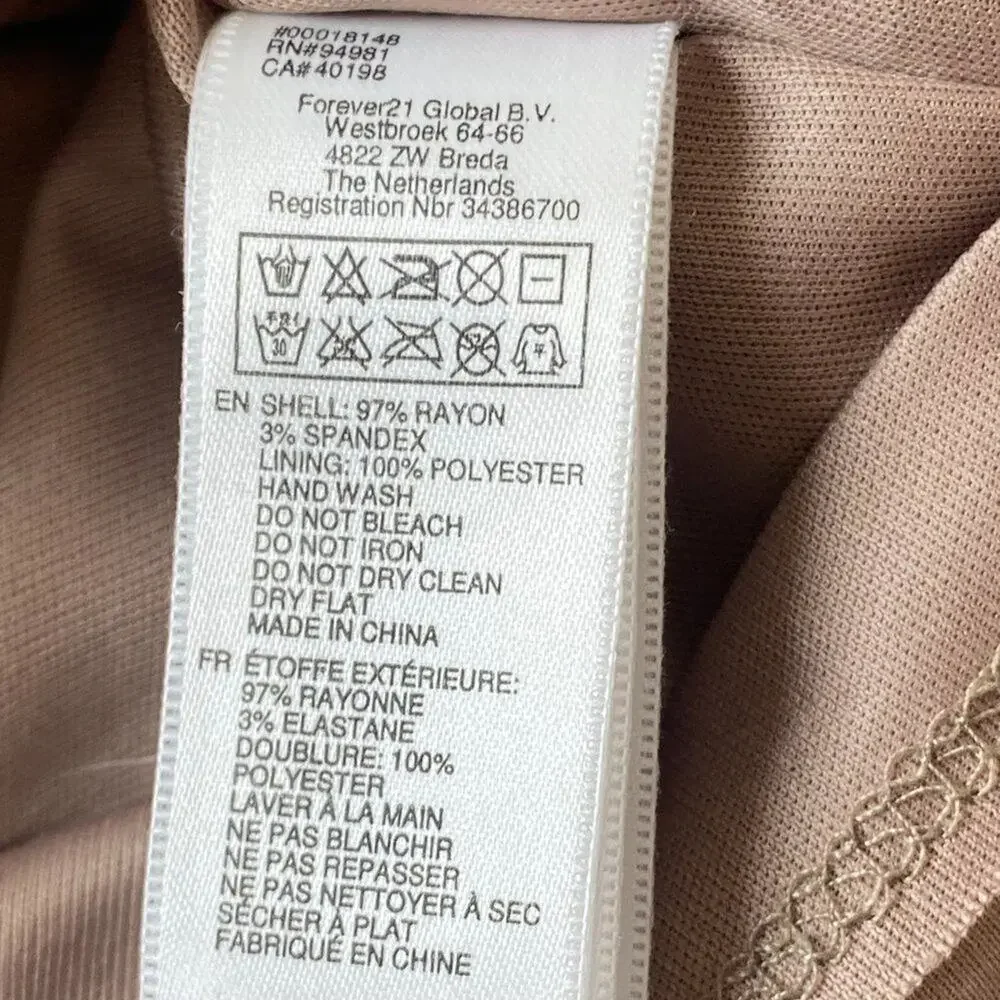 Forever 21 Metal Teardrop Embellished Taupe Nude Jersey Knit Bodycon Mini Dress